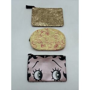 New W/out Tags 3 Ipsy Cosmetic Makeup Bags - Passport, Sequin, Betty Boop